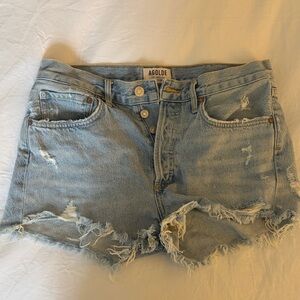 Agolde Women's Frayed Jean Shorts - Light Blue